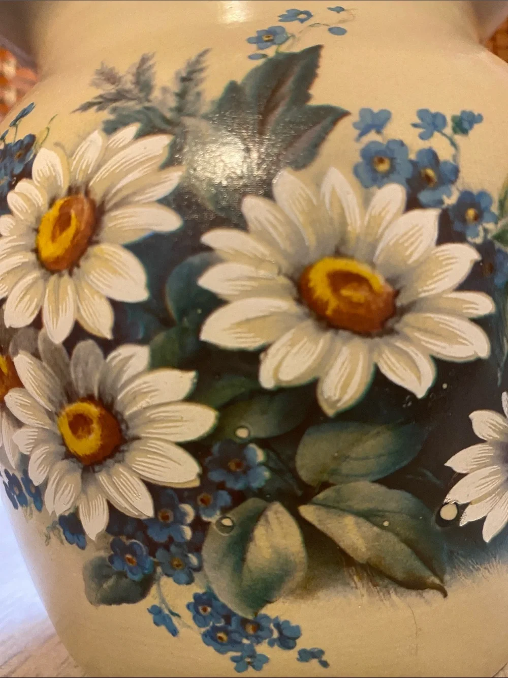 Vintage Casey Pottery Hand Painted Daisy Stoneware Vase Crock Marshall Texas 6”